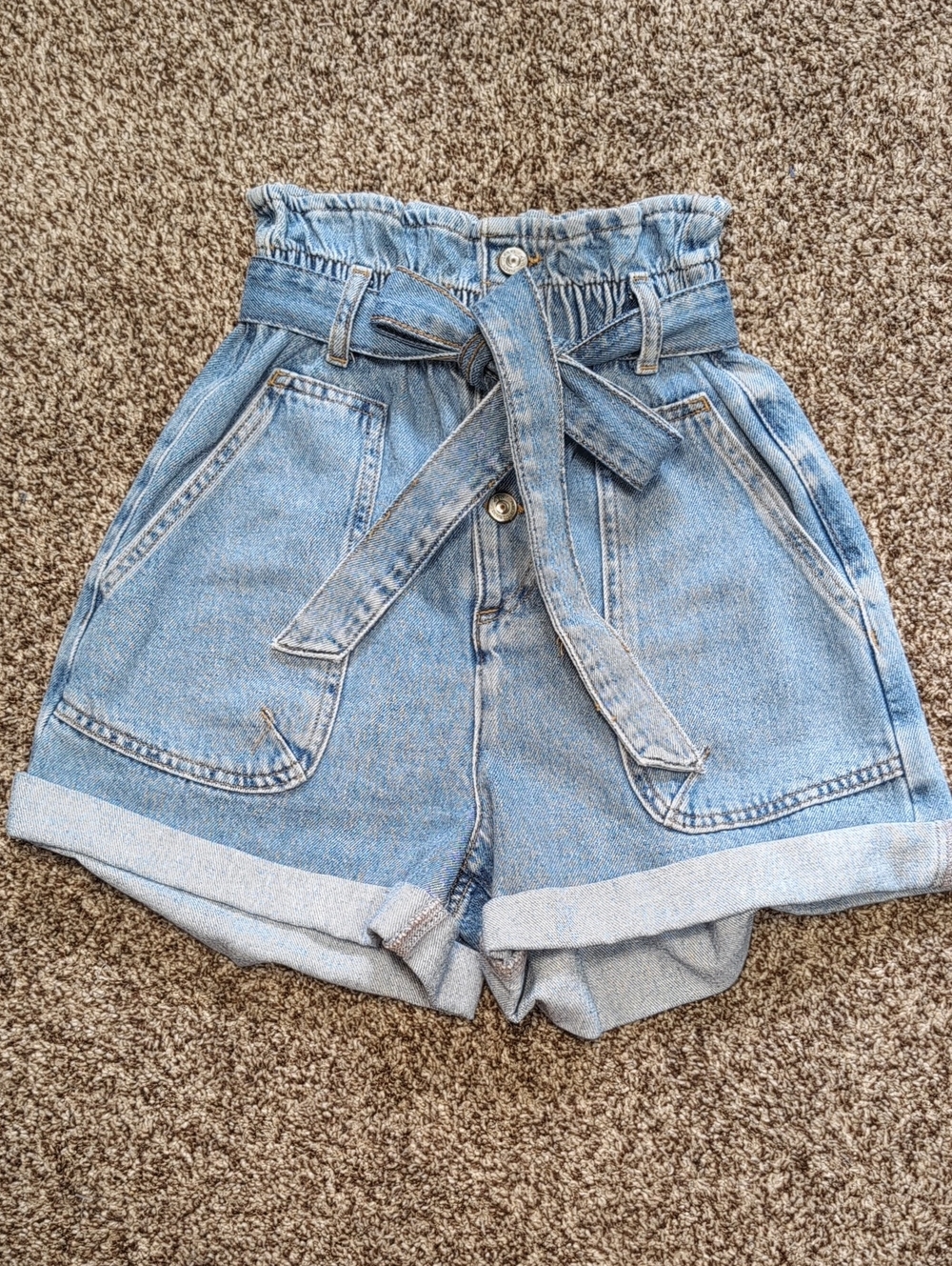 Zara Paper Bag High Waist Belted Women's Shorts Size 2